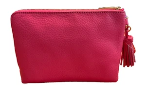Handgelenktasche - TALBOTS - Hot Pink Leder - doppeltes Reißverschlussfach Neu mit Etikett - Bild 1 von 6
