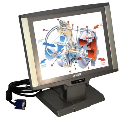 DREHBARER 12" 30CM 800x600 TFT VGA MONITOR MULTIQ MQ122E 12V M. SCHUTZGLAS M2 - Bild 1 von 4