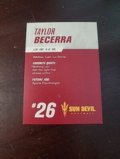 Taylor Becerra. 2016 Sun Devil Softball Card.