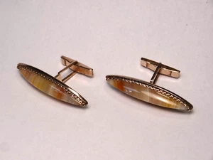 Rare Big Vintage USSR Soviet Silver 875 Russian Cufflinks Agate/onyx - Picture 1 of 15