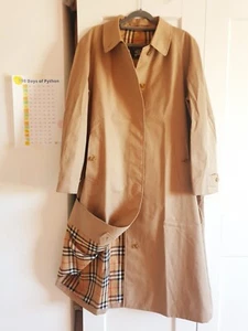 Burberry Women Vintage Beige Single Breasted Haymarket Trench Coat MAC UK 18 XL - Picture 1 of 15
