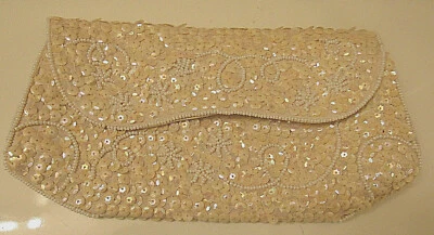 La Regale White Sequin Bag Made in Japan with American Sequins - Image 1 of 3