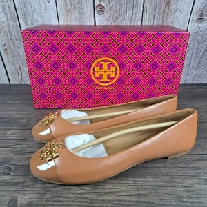 Tory Burch Everly Nappa Leather Ballet Flats Captoe Women's Sz 8.5 Tan/Tan (NIB) - Picture 1 of 8