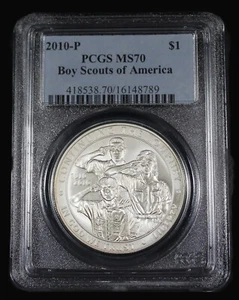 2010 P BOY SCOUTS OF AMERICA UNCIRCULATED SILVER DOLLAR PCGS MS70 # 16148789 - Picture 1 of 2