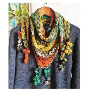 Alize ethnic colorful gradient colors batik triangle fringed shawl/shawl wrap - Picture 1 of 9