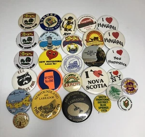 Lot of 28 Vintage Provincial & State Pin Back Buttons - PEI, Newfoundland  - Imagen 1 de 6