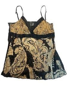 MIXIT Y2K 90s Tank Cami Babydoll Paisley Crinkle Velvet L Whimsigoth Grunge - Picture 1 of 5