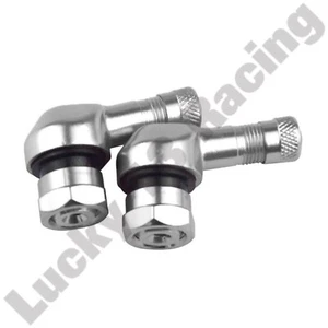 FIR aluminium tyre valve x2 90 degree angle Silver 11.3mm motorcycle tyre valve - Picture 1 of 3