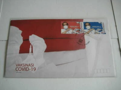 2021 Indonesia First Day Cover on "#VaksinAmanDanHalal" w/ information brochure - Image 1 of 4