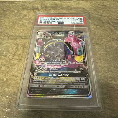 2017 Pokémon Sun Moon Alolan Muk GX Burning Shadows Full Art PSA 10 Gem Mint - Image 1 of 3