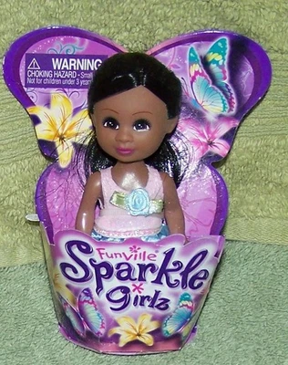 Funville Sparkle Girlz em azul e tenente Vestido rosa 4,5"H mini boneca AA novo - Imagem 1 de 2