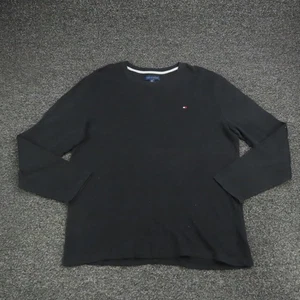 Tommy Hilfiger Chemise Homme Grande Noire Tricot Gaufré Thermique Manches Longues Col Rond - Photo 1/8