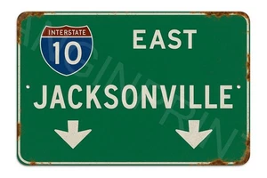 Letrero de metal de carretera de aluminio Interestatal 10 Jacksonville East - Imagen 1 de 1