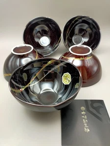 Japanische Keramik von Nakamura Kanzaburo, Hanakinran kleine Schüssel 5er Set - Bild 1 von 10