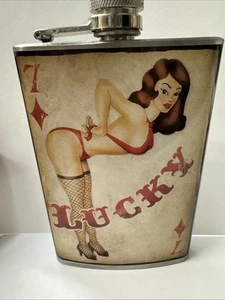 Trixie & Milo Fine Stainless Steel 8 Oz Flask: Lucky 7 Dad Grandpa - Picture 1 of 4