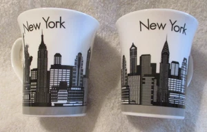 Jay Joshua~Two New York Coffee Cups~Black & White~Porcelain~Souvenir - Picture 1 of 10