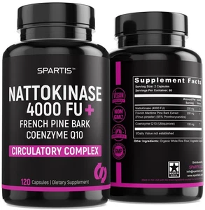 Nattokinase Supplement 4000 FU CoQ10 100mg French Maritime Pine Bark Extract ... - Picture 1 of 5