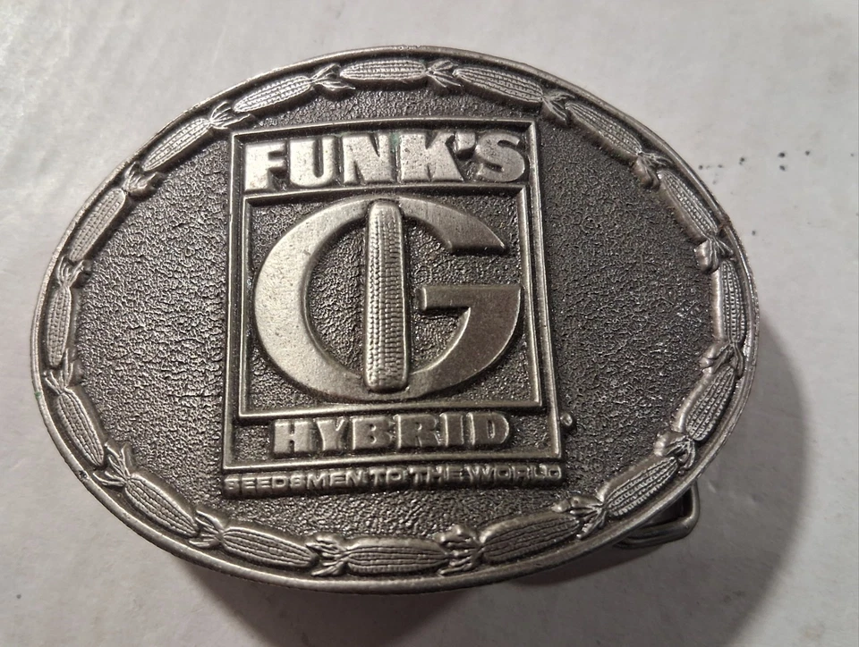 Hebilla de cinturón publicitario semilla maíz vintage años 70 **FUNK'S G HYBRID** Foto 1 de 4