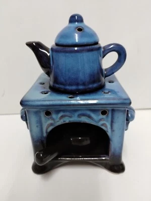 Teapot Oil Warmer Fragrant Diffuser Wax Burner Candle Holder BLUE Decor Lamp - Image 1 of 4