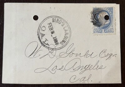 RARO 1888 BIRD'S LANDING CALIFORNIA FANCY CANCEL, CUBIERTA PARCIAL DE DOBLE ANILLO Foto 1 de 3