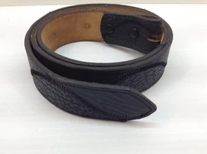 Vintage Black ZIG-ZAG STITCH Leather Belt -2501 Men's Size 38 - Picture 1 of 6