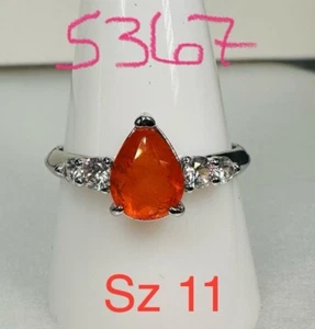 Ring Bombe Party Gr.11 RBP rot/orange Träne Edelstein Rhodium P Band Schmuck - Bild 1 von 8