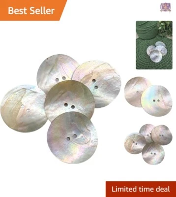 Botones naturales concha de nácar - detalles de costura redondos iridiscentes de 34 mm Foto 1 de 4