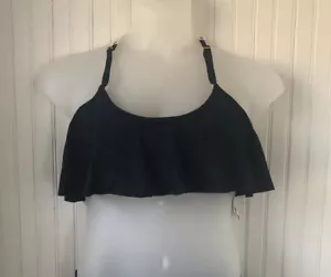 JESSICA SIMPSON Swimsuit Black Cream Bandeau Crochet Bikini Top Size Large - Picture 1 of 7