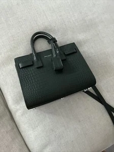 SAINT LAURENT YSL SAC DE JOUR NANO Calfskin Crocodile Embossed Dark Green - Picture 1 of 9