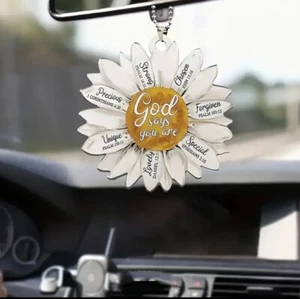 Christian Daisy Flower Acrylic Hanging Ornament with Inspirational Bible Verses - Picture 1 of 3