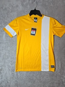 Nike Youth Boys Soccer Shirt Size Large NWT Yellow with White Stripe Accents - Picture 1 of 9