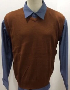 MEN'S SOLID RUST COLOR SWEATER VEST,BAGAZIO SIZES MEDIUM - 3 XLARGE NEW WITH TAG - Picture 1 of 8