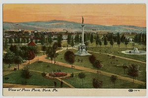 York PA Blick auf Penn Park alte Vintage Postkarte - Bild 1 von 2