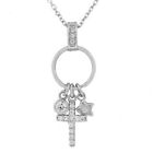 Sterling Silver White Crystals Womens Latin Cross Star Link Chain Pendant