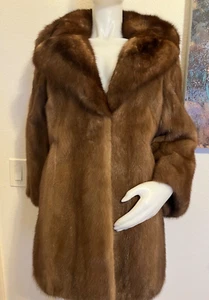 Couture beige Mink w/ Sable Fur collar Jacket Coat. - Picture 1 of 7