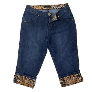 Willi Smith Women’s Jeans Size 4 Capri Contrasting Animal Print Y2K - Picture 1 of 11