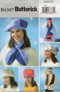 2004 accesorios de lana sombreros bufandas patrón de costura S-L Butterick 4307 nuevo fuera de imprenta - Imagen 1 de 3