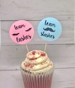 Lashes or staches cupcake, Gender Reveal Cupcake Toppers, Gender Reveal 12 Ct - Picture 1 of 1