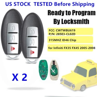 2*For Infiniti FX35 FX45 2005 2006 2007 2008 Smart Remote Car Key Fob CWTWBU619 - Image 1 of 4