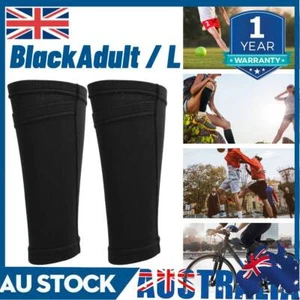Shin Guard Sleeves Shin Pad Sleeves Soccer for Football Training Black \L AU - Picture 1 of 13