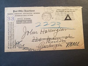 CARTA MUERTA Oficina 1914 Cubierta de Historia Postal Burlington, VT enviada a Boston - Imagen 1 de 2