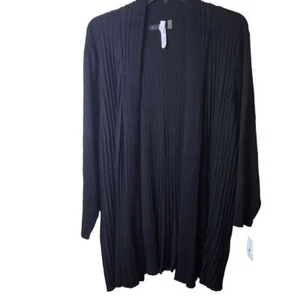 NWT NY Collection Women's Black Long Sleeve Rib Pattern Sweater Size 3X - Picture 1 of 8