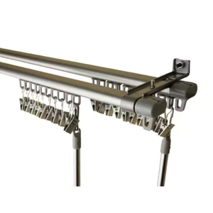 Double Track Curtain Drapery Rod Hardware Track Set Adjustable 66 - 120 Silver - Picture 1 of 12