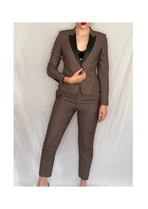 Hugo Boss Cashmere Houndstooth Suit with Faux Leather Lapel - Picture 1 of 12