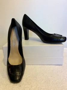 BRAND NEW FRANCO SARTO BLACK LEATHER & SILVER TRIM HEELS SIZE 6/39  - Picture 1 of 6