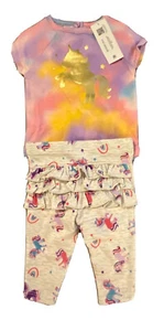 Garanimals Baby Girls Size 0-3 Months Unicorn Bodysuit & Ruffle Pants New - Picture 1 of 2