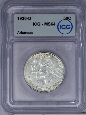 1936-D Arkansas Half Dollar 50C ICG MS64 - Image 1 of 2