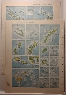 Vintage PACIFIC ISLAND Atlas Maps from 1967 Mid-Century Modern World Book Atlas - Image 1 of 4