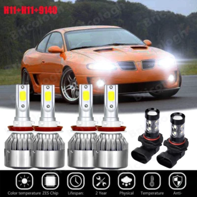 For Pontiac GTO 2004 2005 2006 6x 6000K LED Combo Headlights + Fog Lamp Bulbs CL - Image 1 of 4