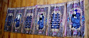 Chinese Antique 18-19c Silk Embroidery 3 GOD Immortals bridal celebr/tion Bunner - Picture 1 of 16
